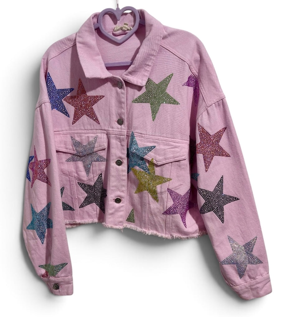 Star of The Show Peach Love Denim Jacket