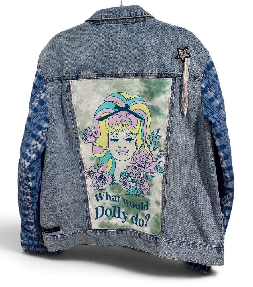 What Would Dolly Do Kensie Denim Jacket with Quilted Sleeves