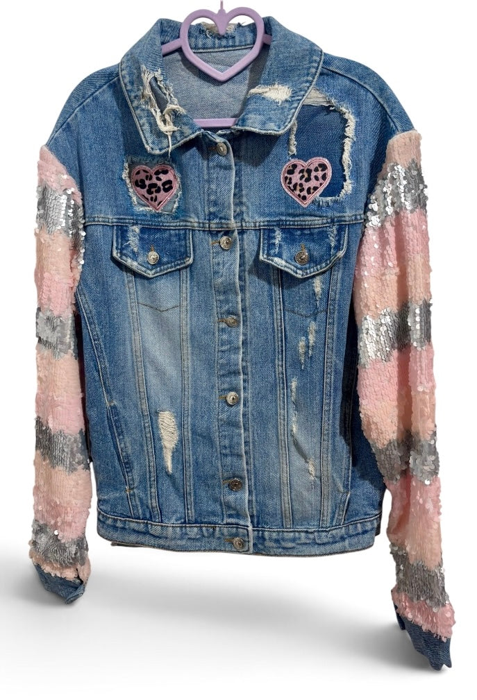 Ether Edge Denim Jacket with Sequin Sleeves