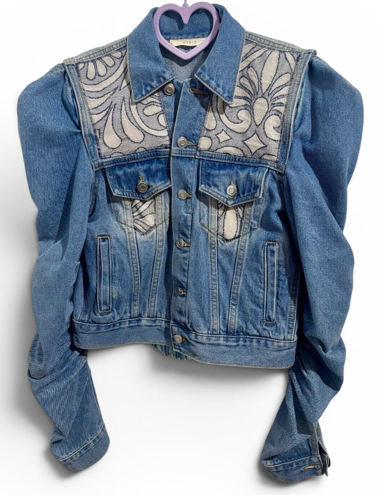 Sweet Dreams Are Made of This Maybel Denim Jacket with Puffed Shoulders & Scrunched Sleeves