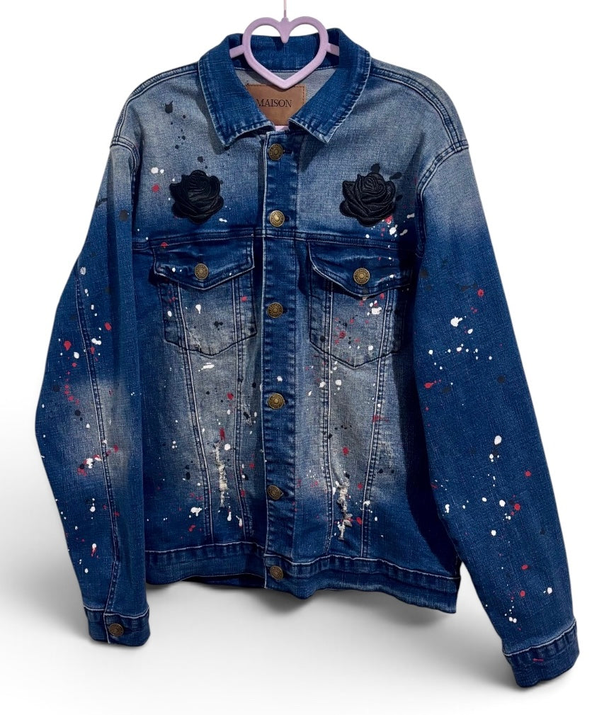 Doin’ Things Right Maison Paint Splattered Men’s Denim Jacket