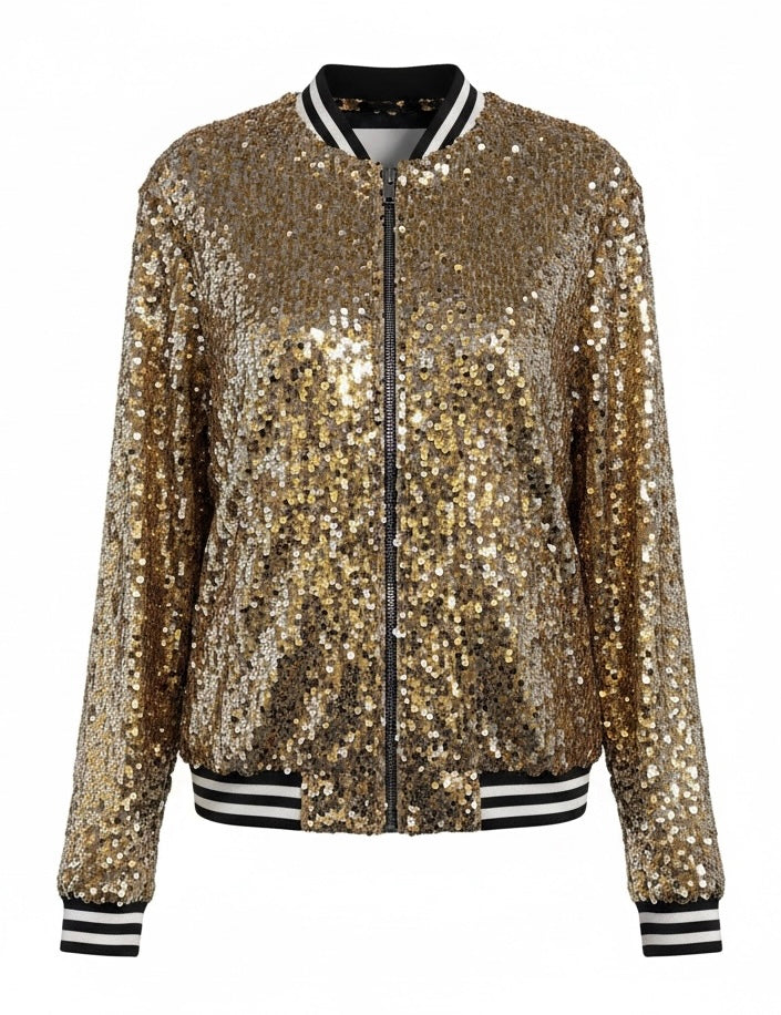 Good As Gold Ana Kacie Sequin Bomber