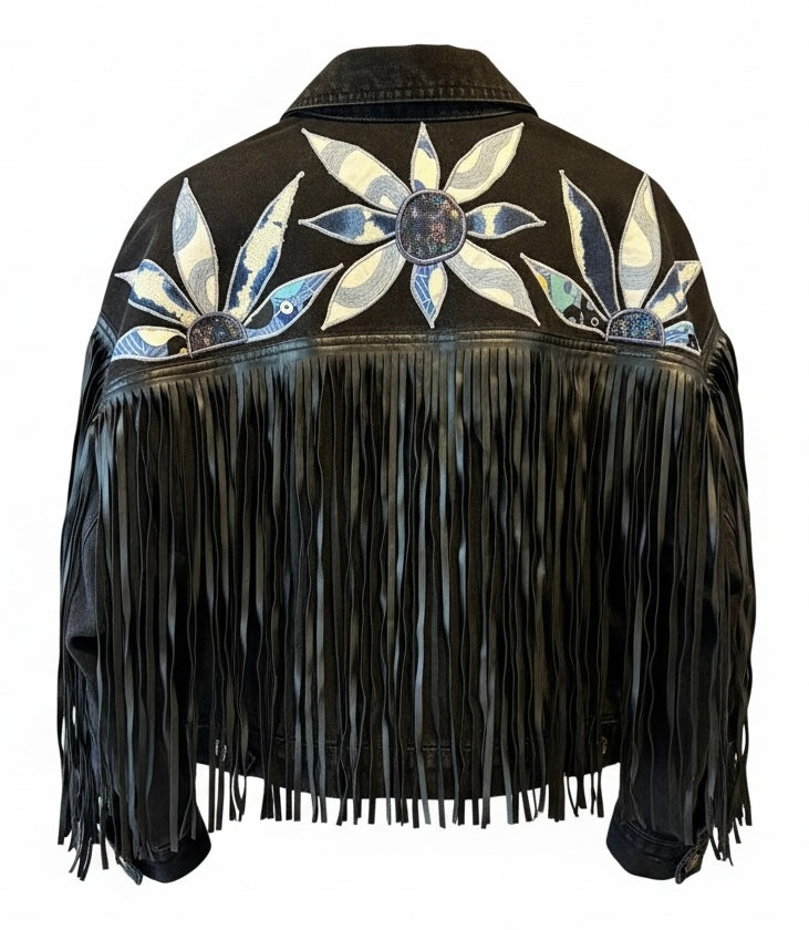 You Can Buy Yourself Flowers Forever 21 Black Denim Jacket with Fringe