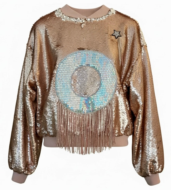 All of These Dreams Blua Tilley x bar iii Rose Gold Sequin Bomber