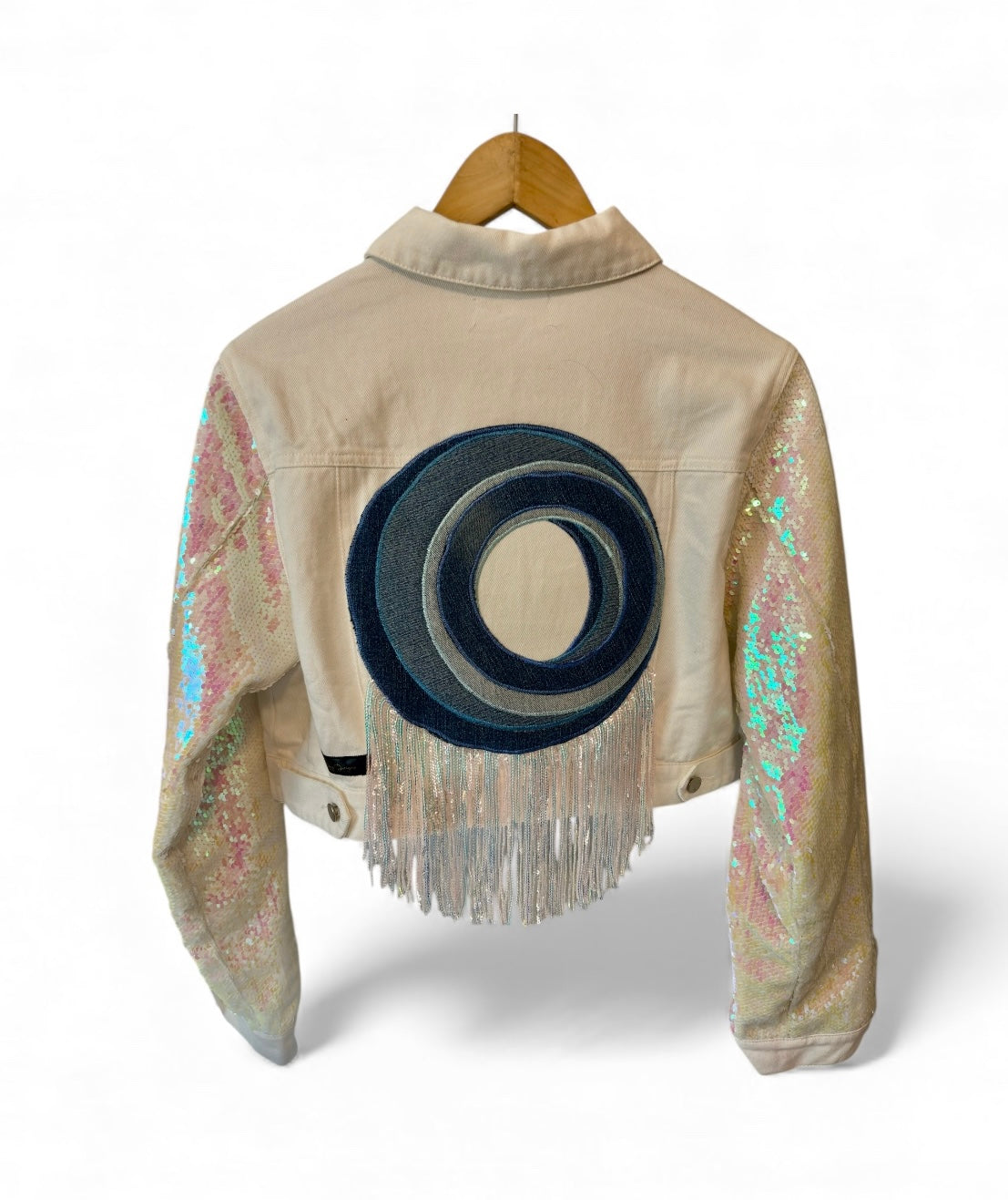 Honey Punch Jacket with Sequin Sleeves & Denim on Denim Strange Design