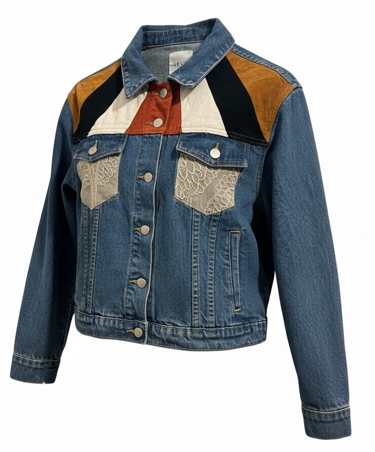 Let It Grow Le Lis Denim Jacket with Suede Accents