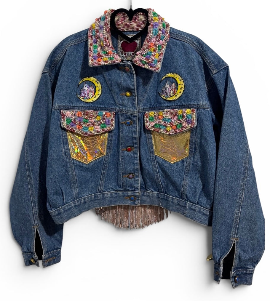Living My Life Like I’m Golden Joujou Denim Jacket with Beading