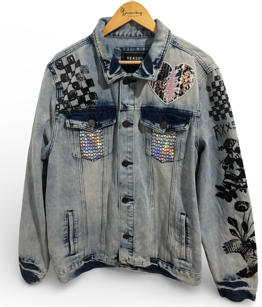 I Always Wanted It This Way Men’s Reason Skull & Flowers Graphic Denim Jacket