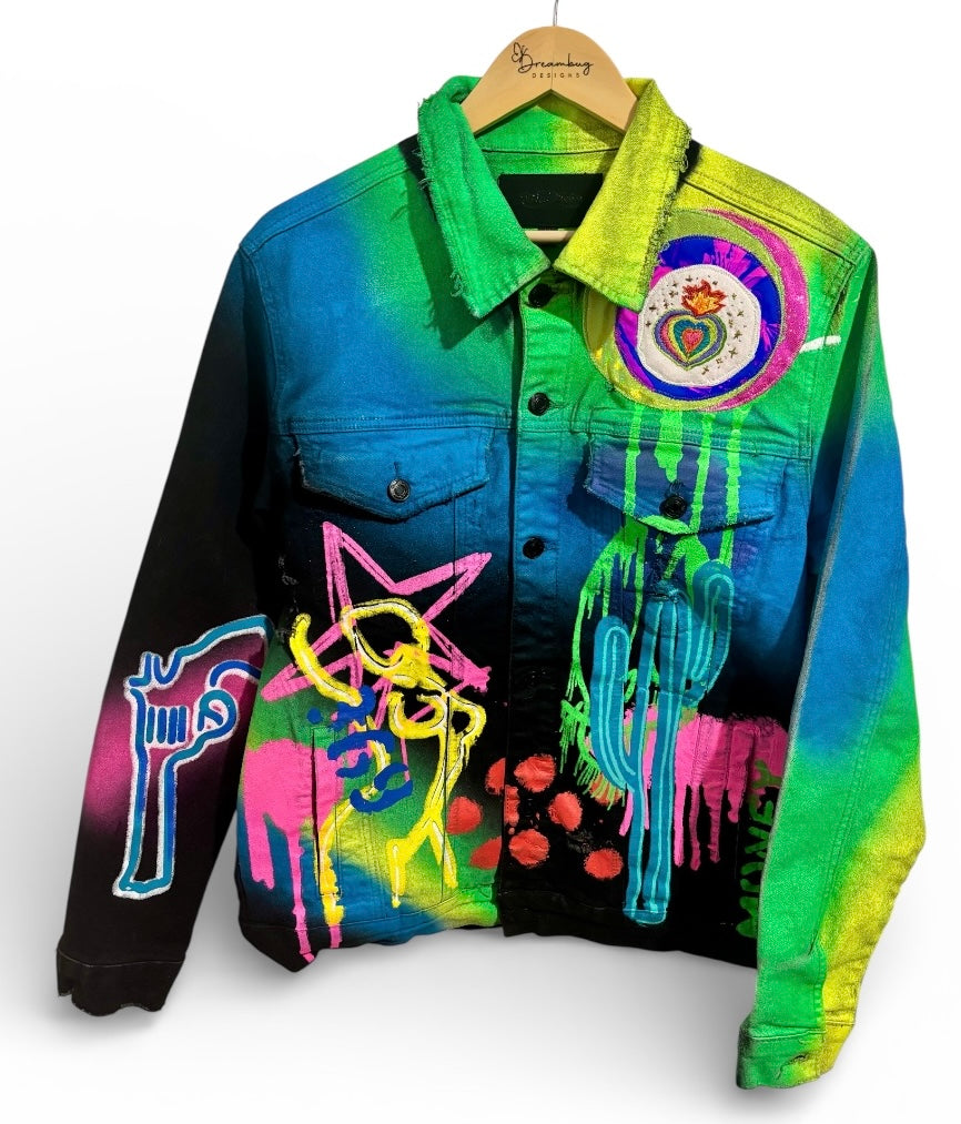 Lovers, Life Saving Guns & Money Men’s Mackeen Graffiti Denim Jacket