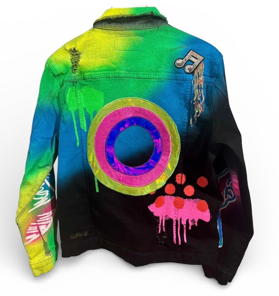 Lovers, Life Saving Guns & Money Men’s Mackeen Graffiti Denim Jacket