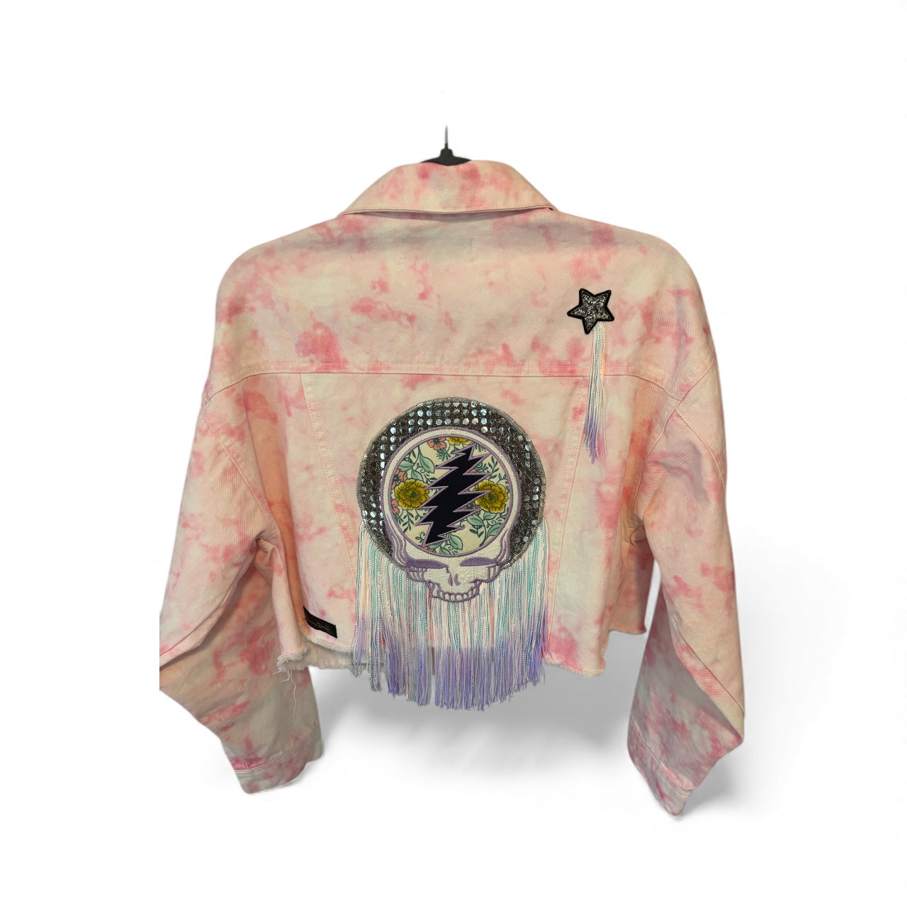 Denim Blvd Pink & White Cropped Grateful Dead Inspired