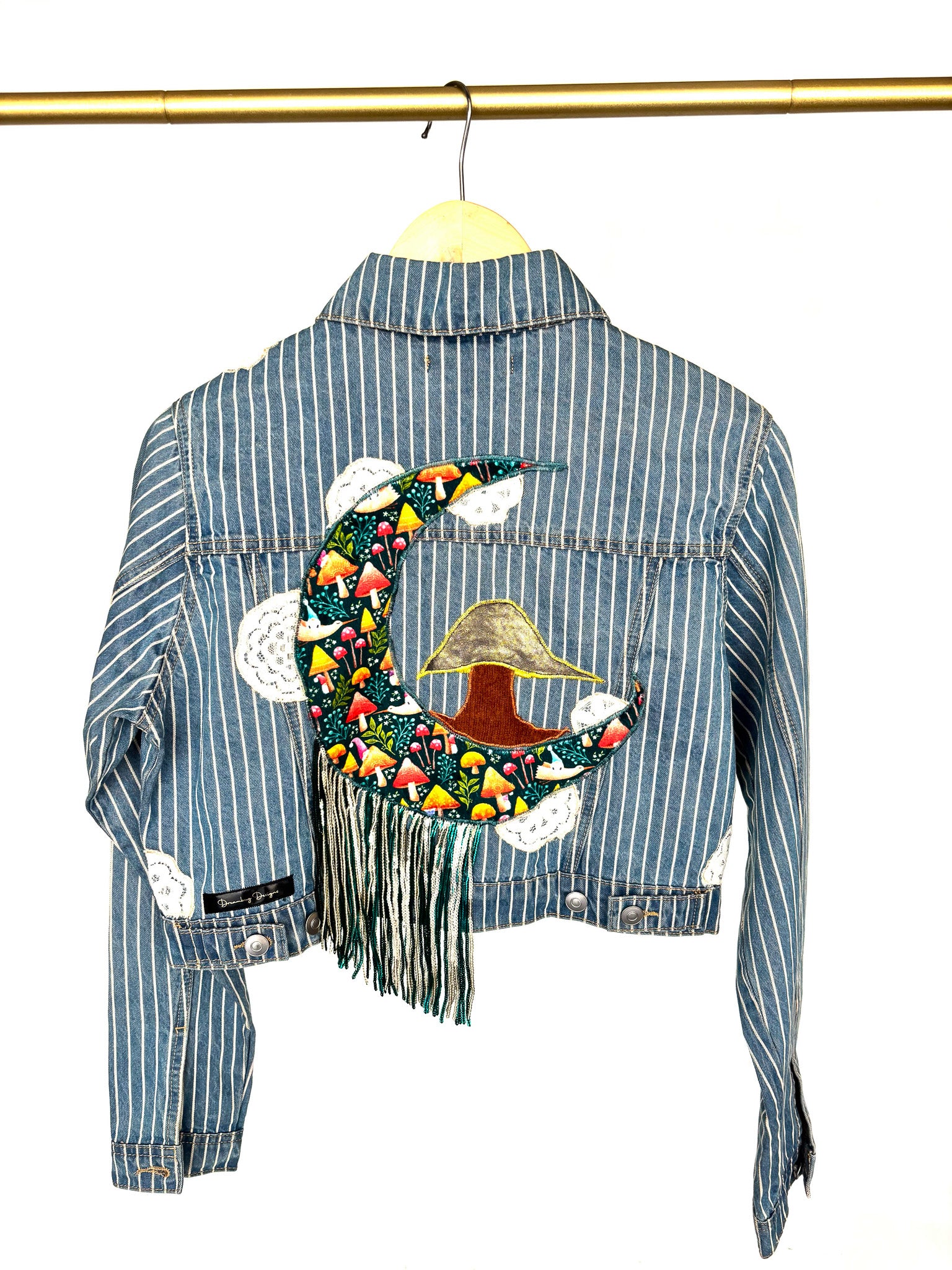 Mushroom & Moon Inspired Forever 21 Pinstripe Cropped Denim Jacket