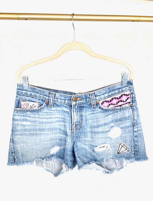 J Brand Pretty in Pink Disco Cowgirl Denim Shorts