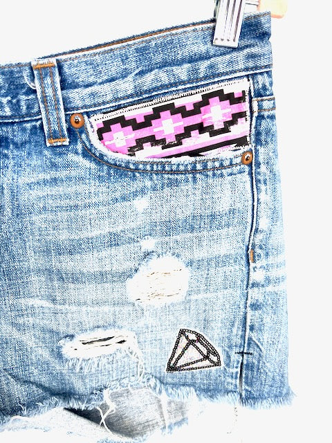 J Brand Pretty in Pink Disco Cowgirl Denim Shorts