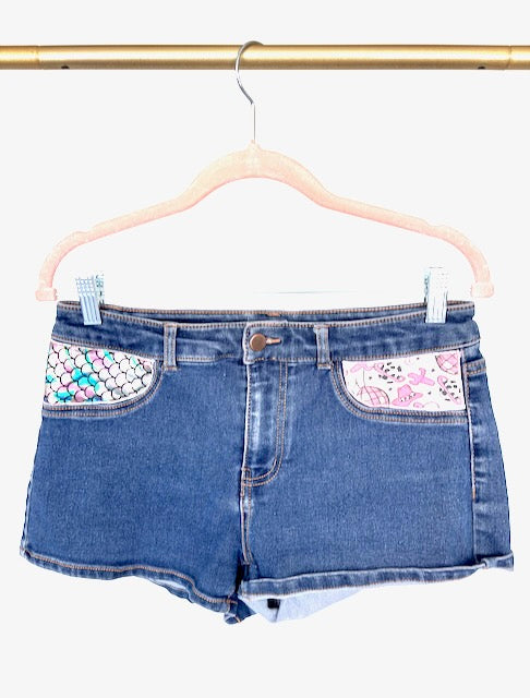 Wild Fable Mermaid Pink Pony Disco Cowgirl Denim Shorts
