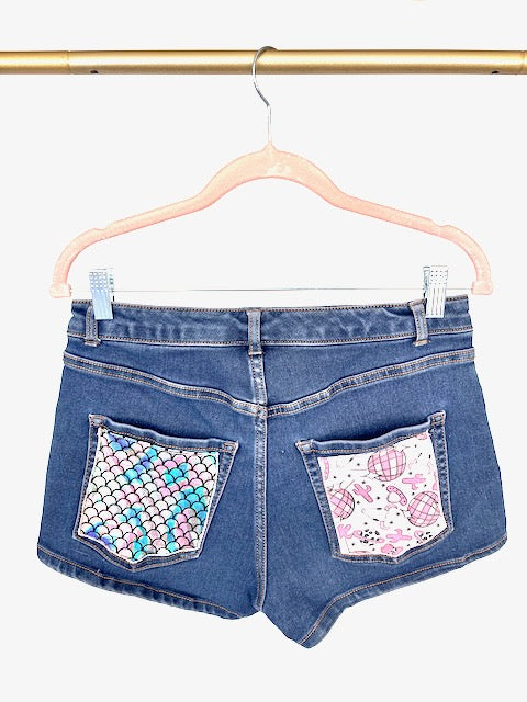 Wild Fable Mermaid Pink Pony Disco Cowgirl Denim Shorts