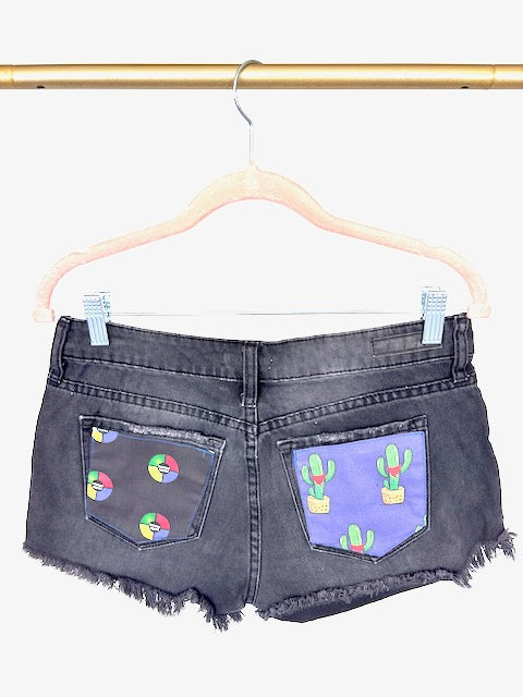 Phish Inspired Rescue Squad BP. Black Denim Shorts