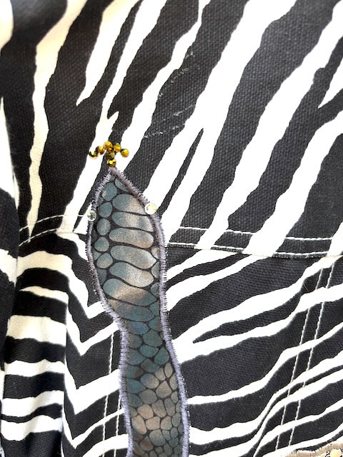 Phish and Snake Inspired Black & White Denim Jacket