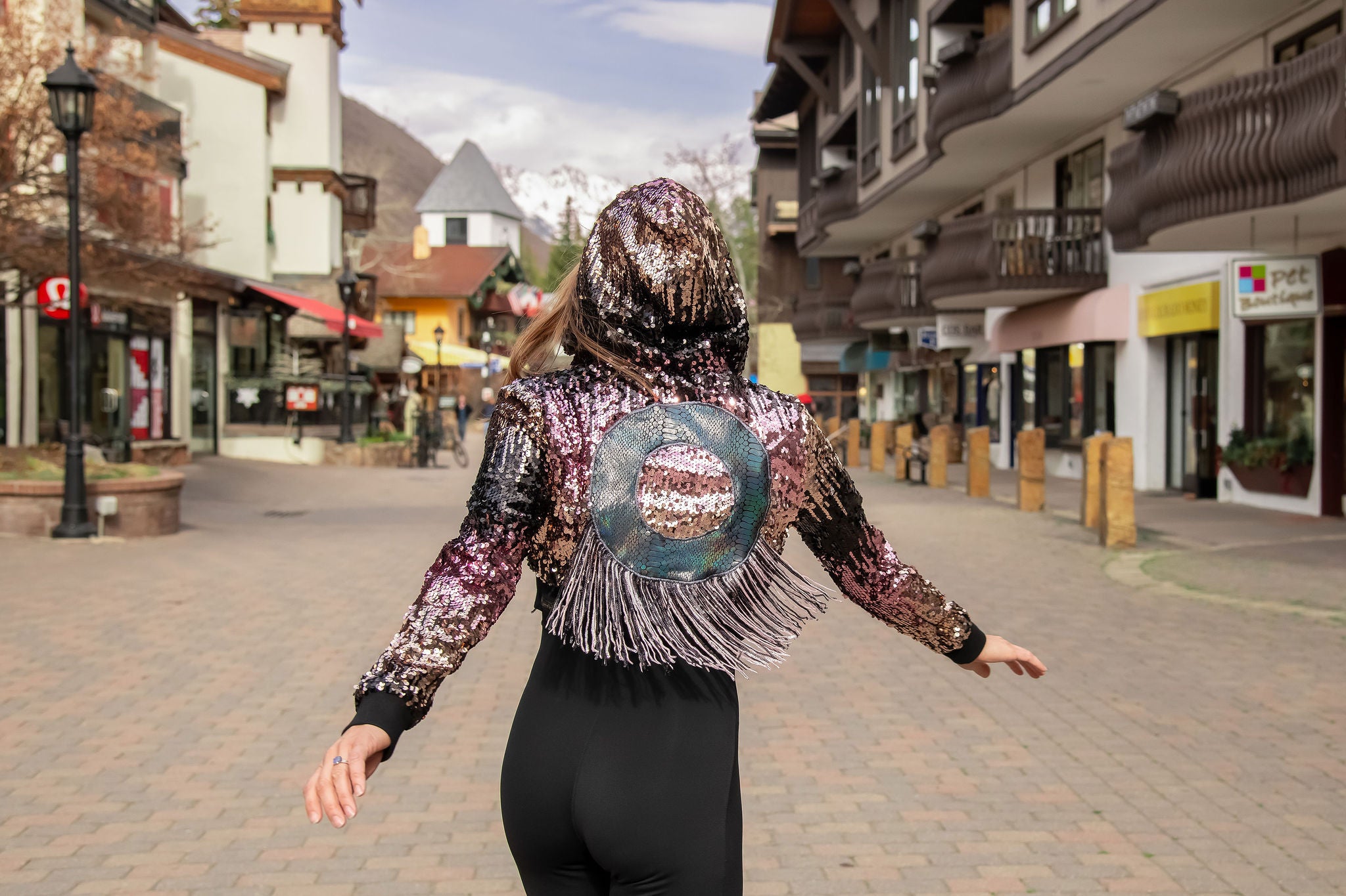 Phish Inspired Forever 21 Cropped Pink & Black Sequin Jacket