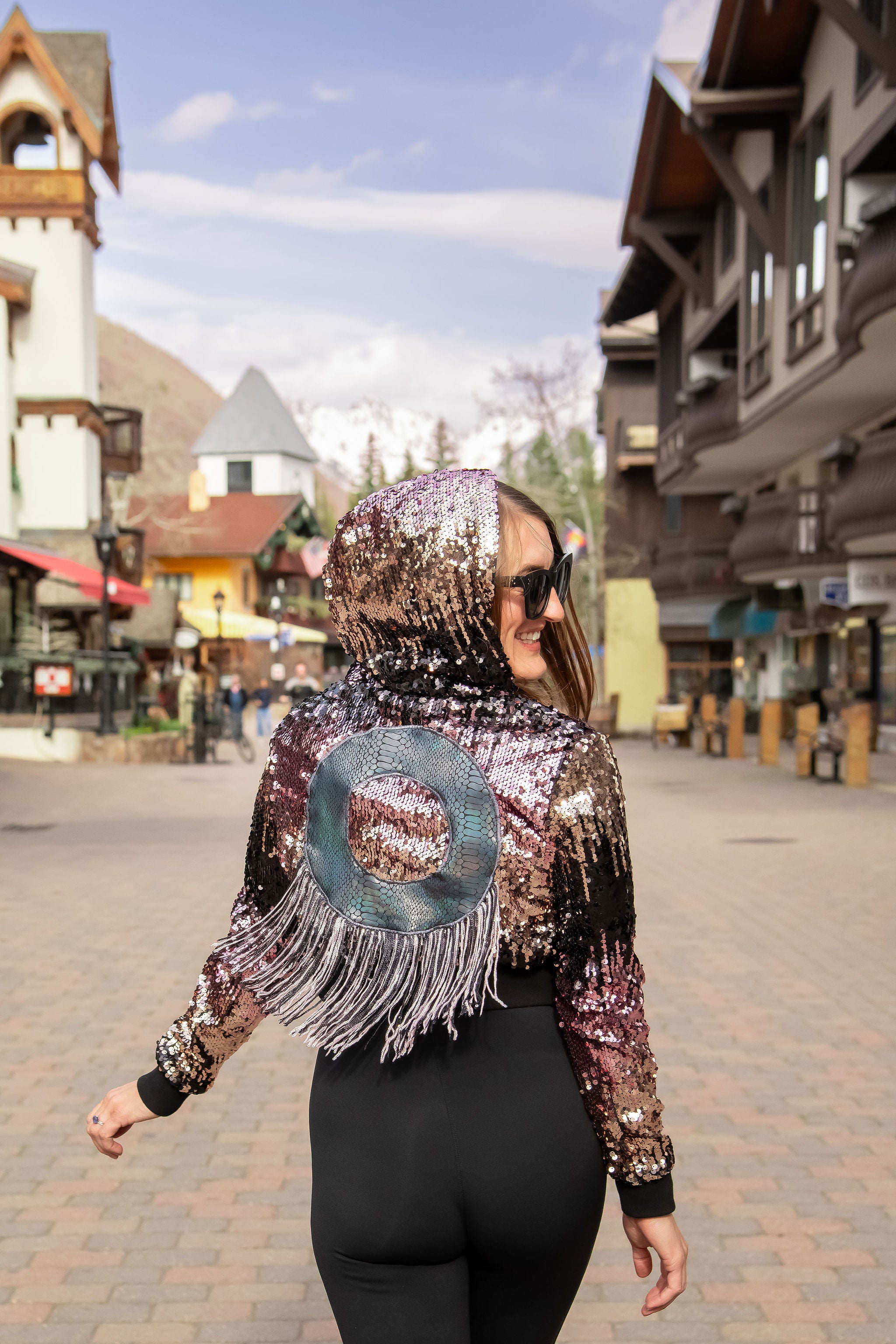 Phish Inspired Forever 21 Cropped Pink & Black Sequin Jacket