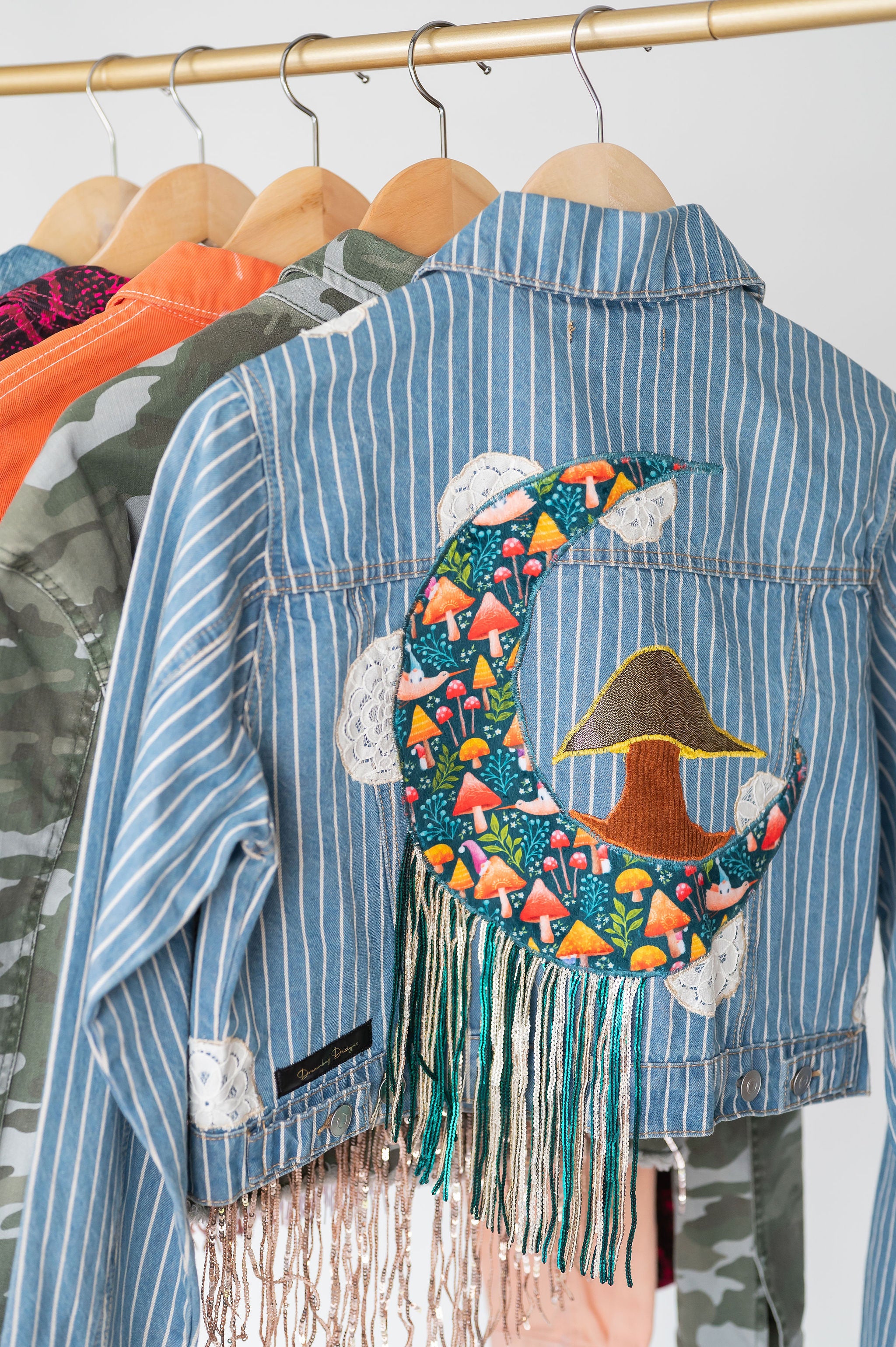 Mushroom & Moon Inspired Forever 21 Pinstripe Cropped Denim Jacket