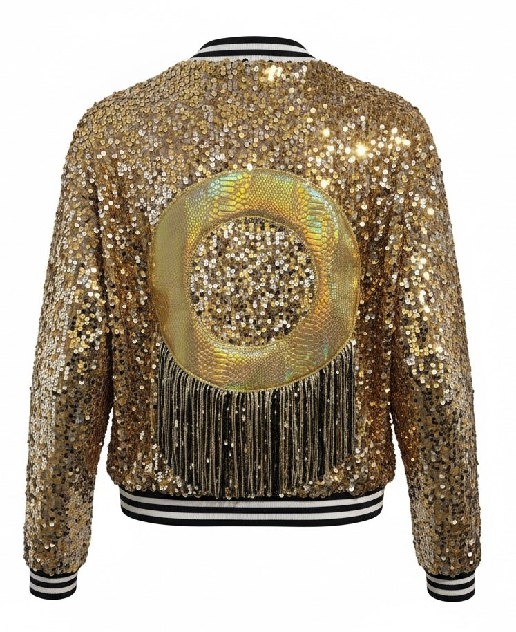 Good As Gold Ana Kacie Sequin Bomber