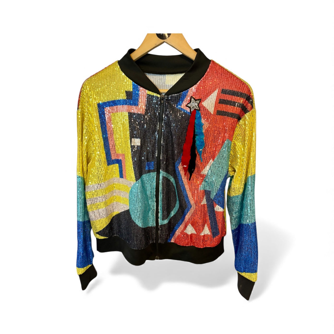 Sequin Bomber with added Stars & Worms on a String Fringe