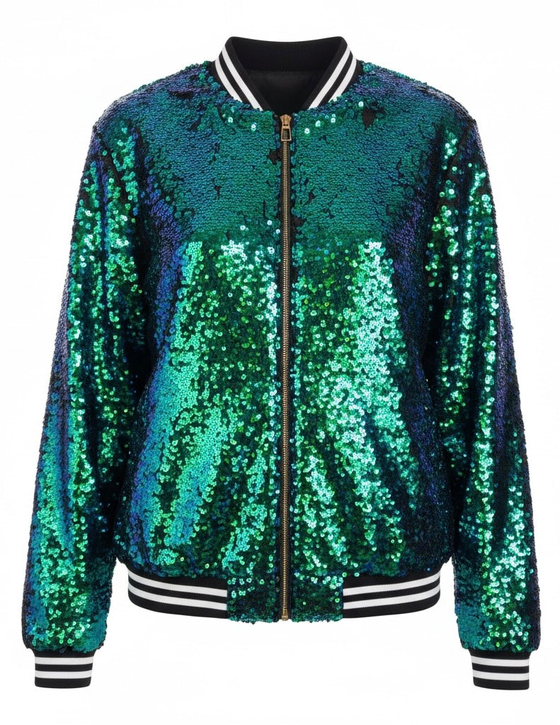 I Love Laser Beams Sequin Bomber