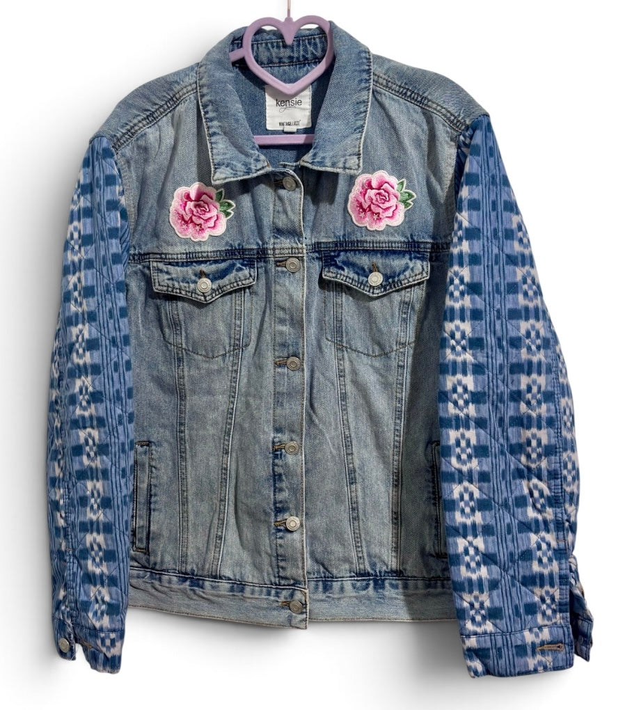 What Would Dolly Do Kensie Denim Jacket with Quilted Sleeves