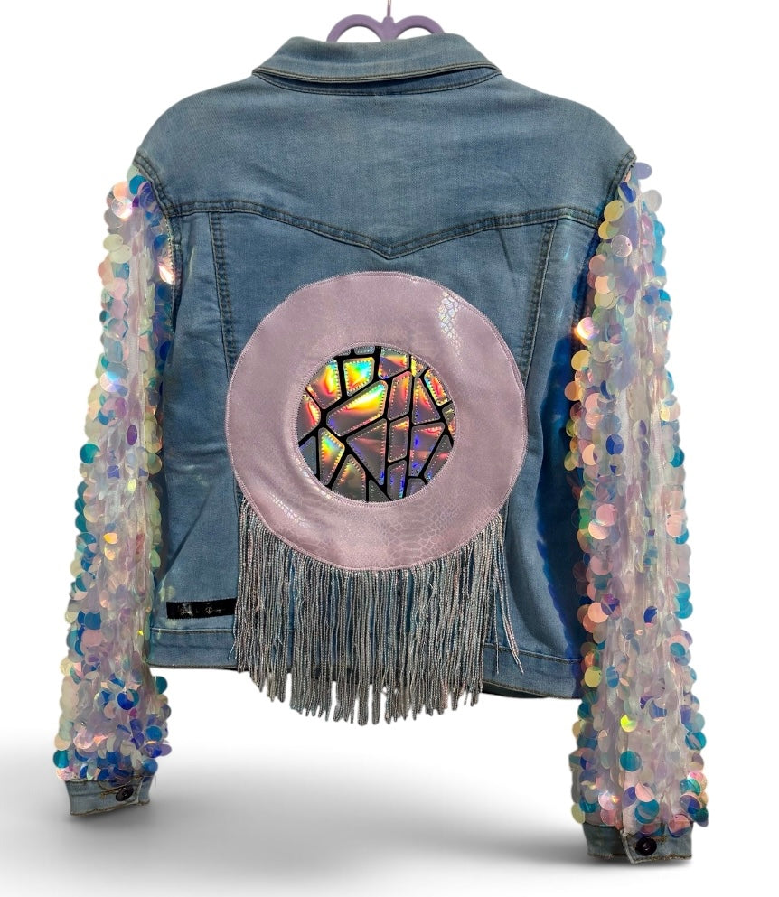 On The Wind & Underwater Waves  Denimland Jacket with Sequin Sleeves