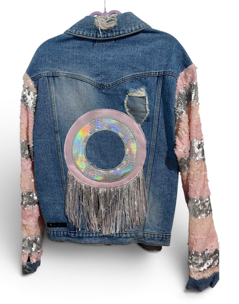 Ether Edge Denim Jacket with Sequin Sleeves