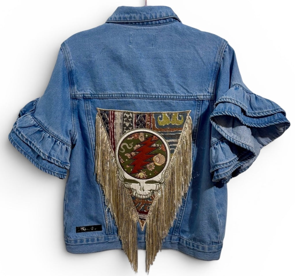 Moving With a Pinch of Grace 12 by On Twelfth Ruffle Short Sleeve Denim Jacket