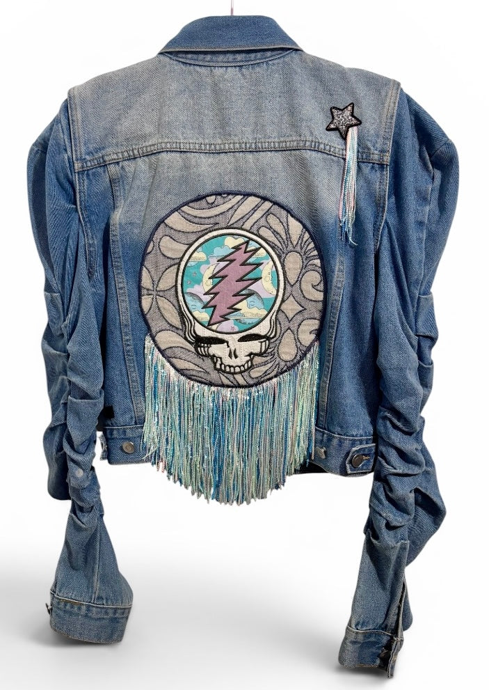 Sweet Dreams Are Made of This Maybel Denim Jacket with Puffed Shoulders & Scrunched Sleeves