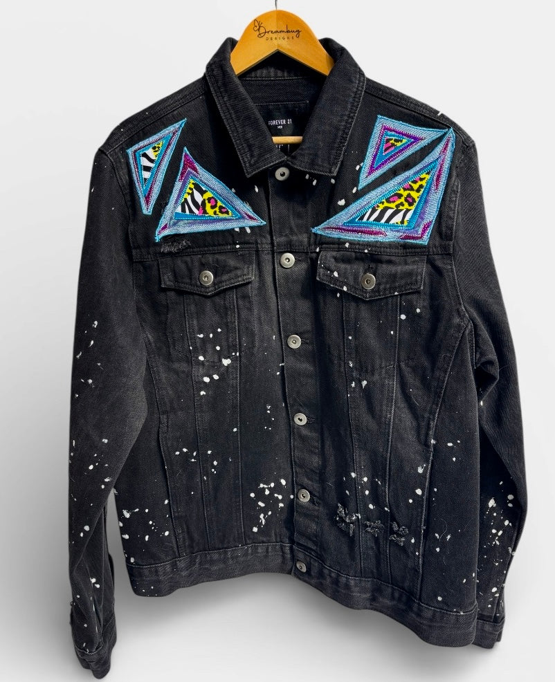 Cheers to the Fire Horse New Year- Men's Forever 21 Denim Jacket with Paint Splatters