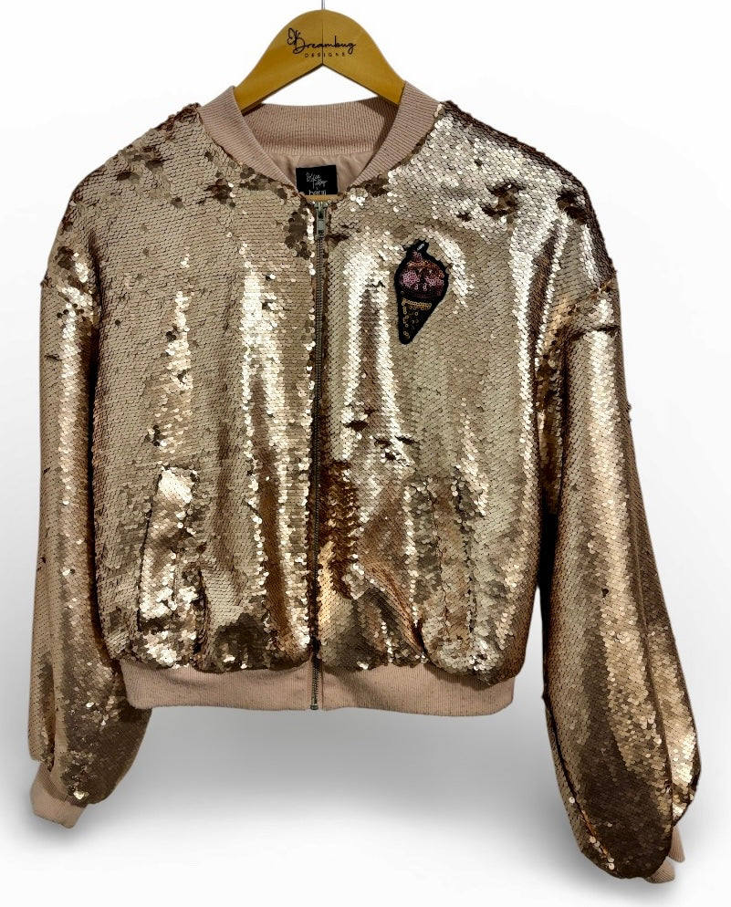 All of These Dreams Blua Tilley x bar iii Rose Gold Sequin Bomber
