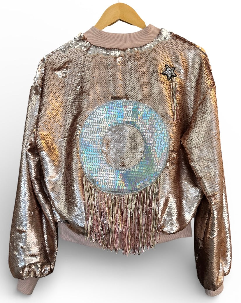 All of These Dreams Blua Tilley x bar iii Rose Gold Sequin Bomber