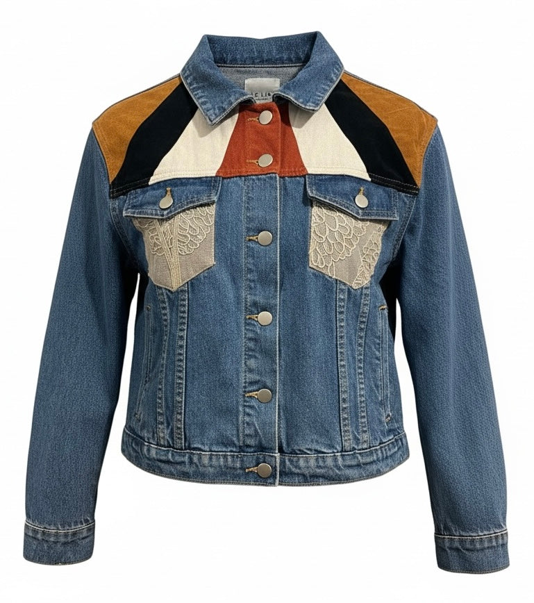 Let It Grow Le Lis Denim Jacket with Suede Accents