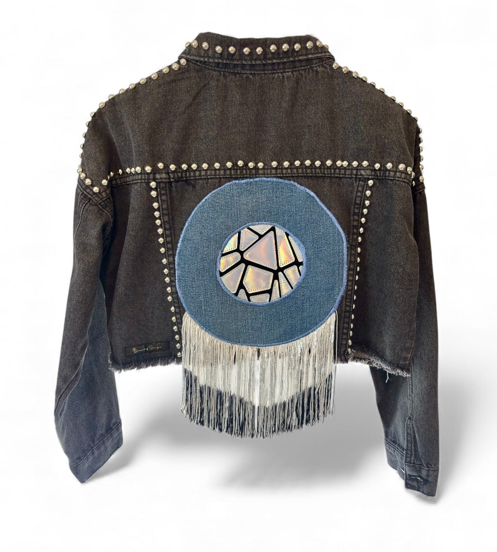 All Eyes On This Fashionemoji Studded Denim Jacket
