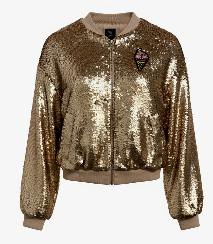 All of These Dreams Blua Tilley x bar iii Rose Gold Sequin Bomber