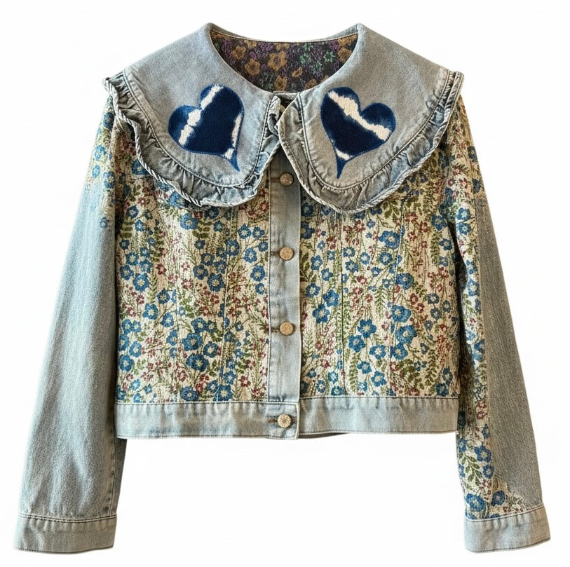 Our Love Will Not Fade Away Floral Jacket with Oversized Collar