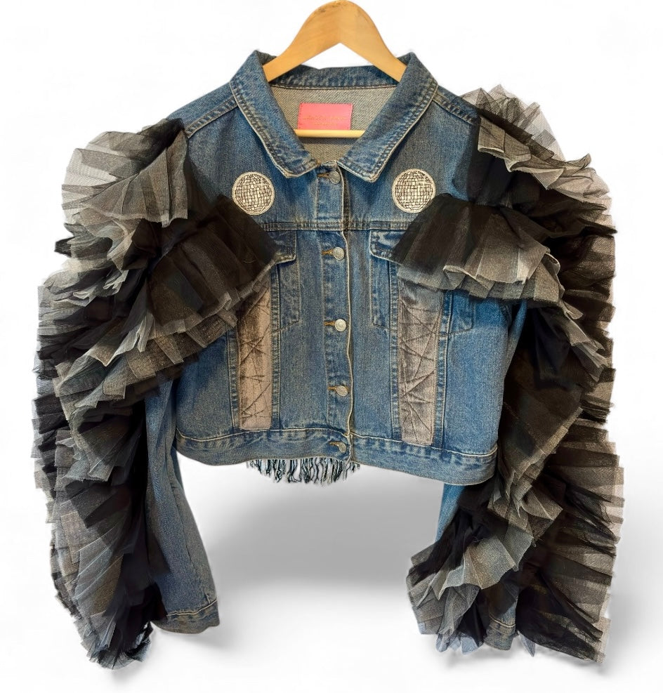 Strut Your Stuff Azalea Wang Denim Jacket with Pleated Toile Sleeves