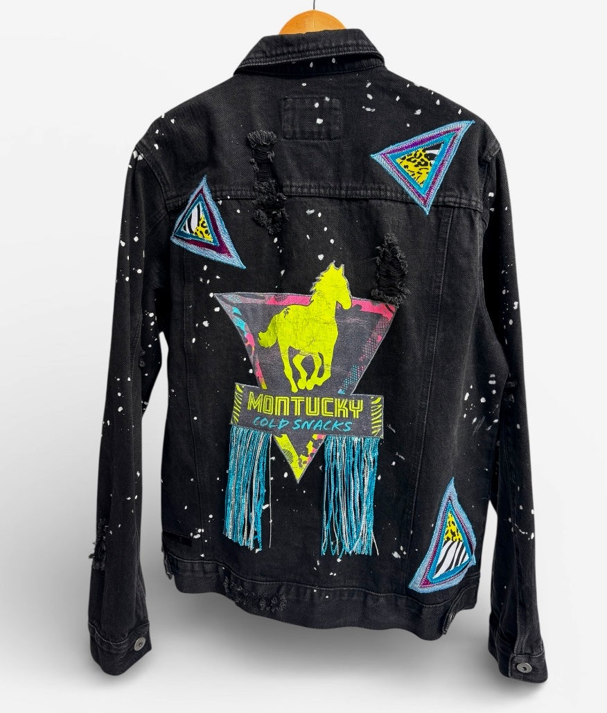 Cheers to the Fire Horse New Year- Men's Forever 21 Denim Jacket with Paint Splatters