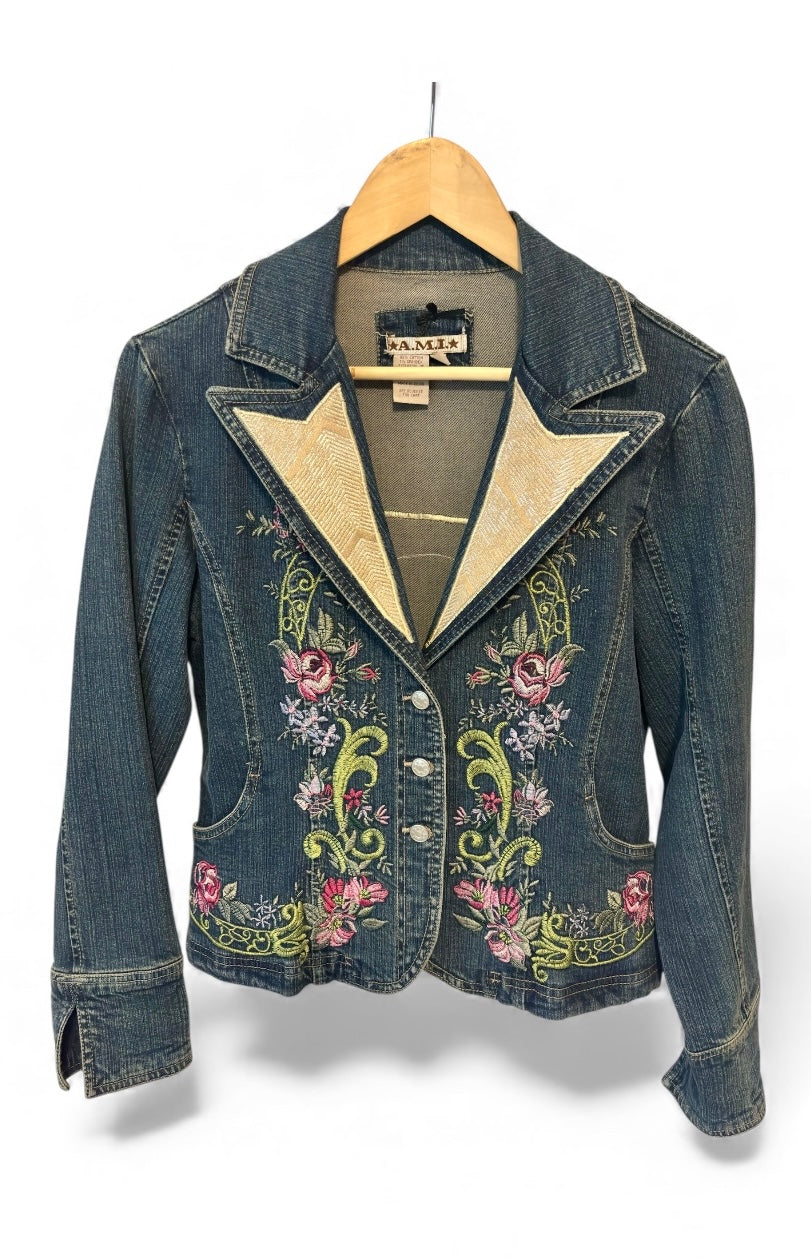 Grateful Dead Inspired A.M.I. Embroidered Denim Jacket