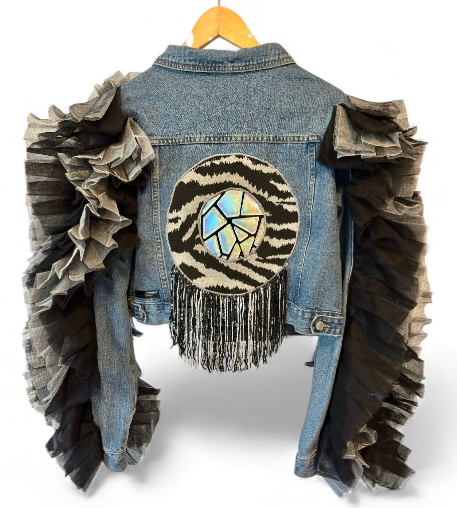 Strut Your Stuff Azalea Wang Denim Jacket with Pleated Toile Sleeves
