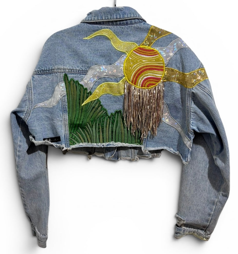 Here Comes Sunshine Extra Cropped Denim Jacket