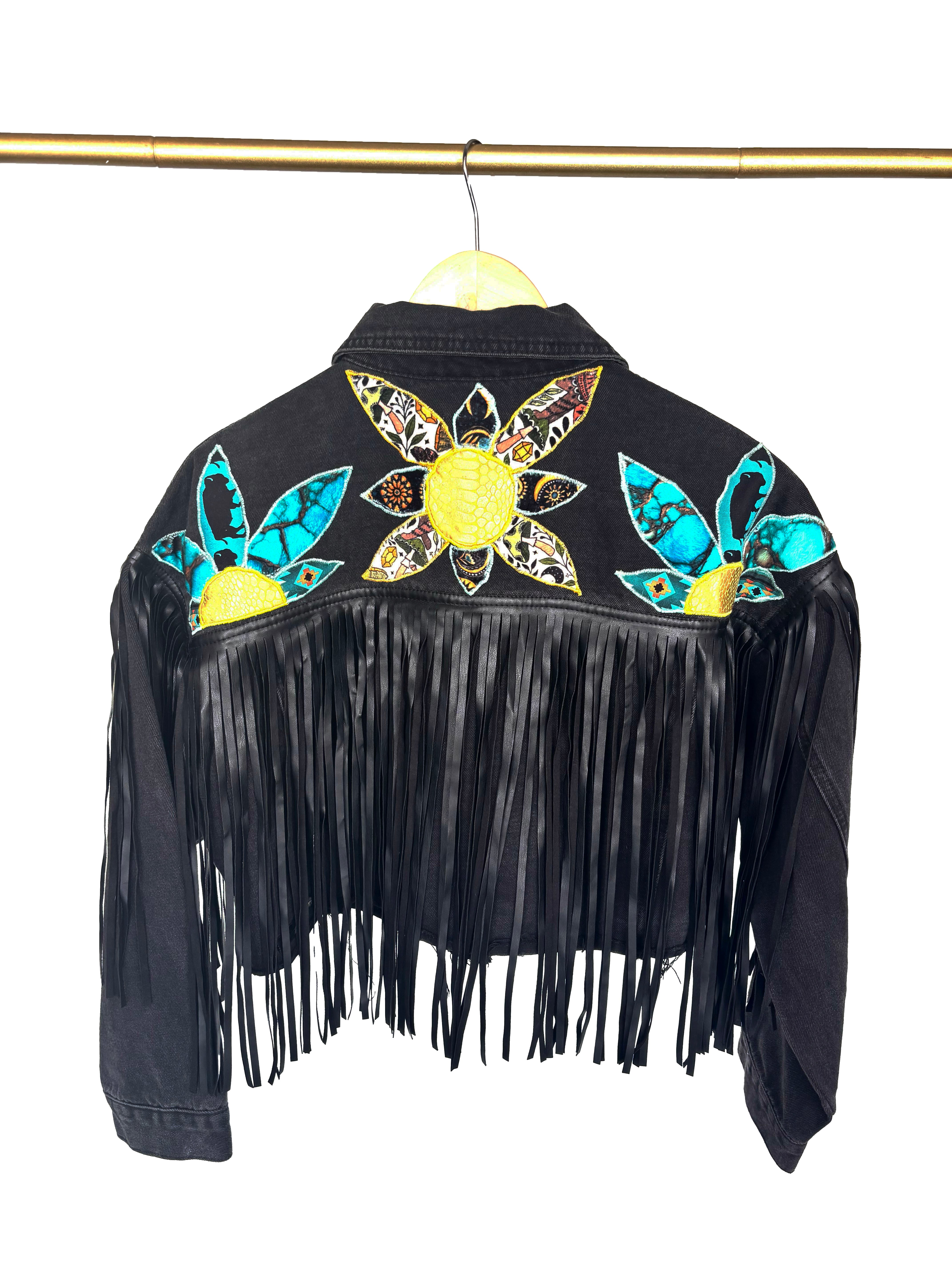 You Can Buy Yourself Flowers Forever 21 Cropped Black Denim Jacket with Fringe & Pockets