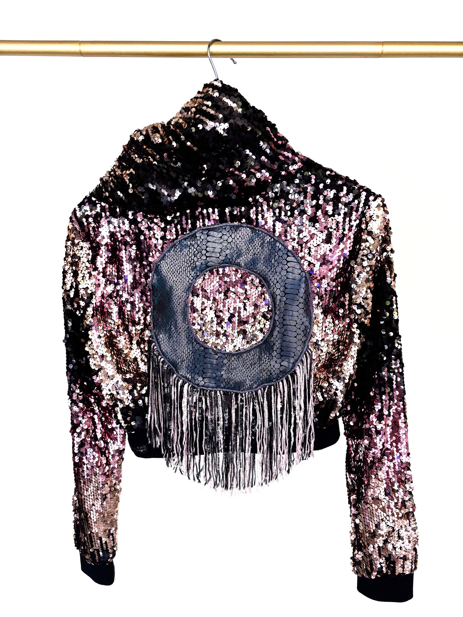 Phish Inspired Forever 21 Cropped Pink & Black Sequin Jacket