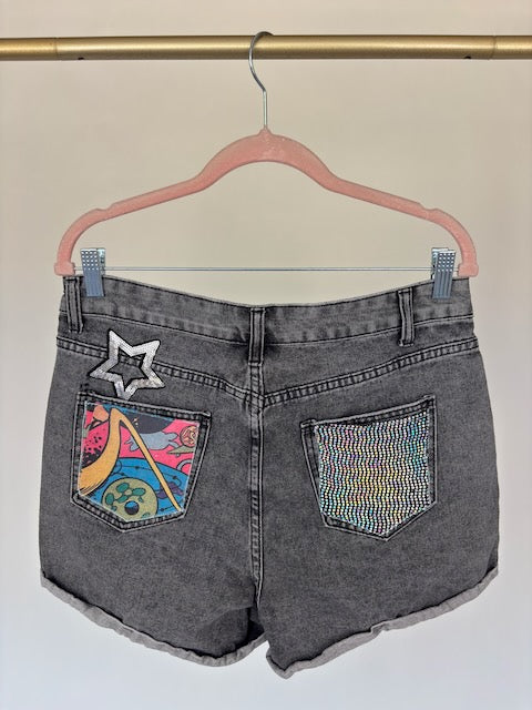 Phish Inspired Acid Washed Denim Shorts