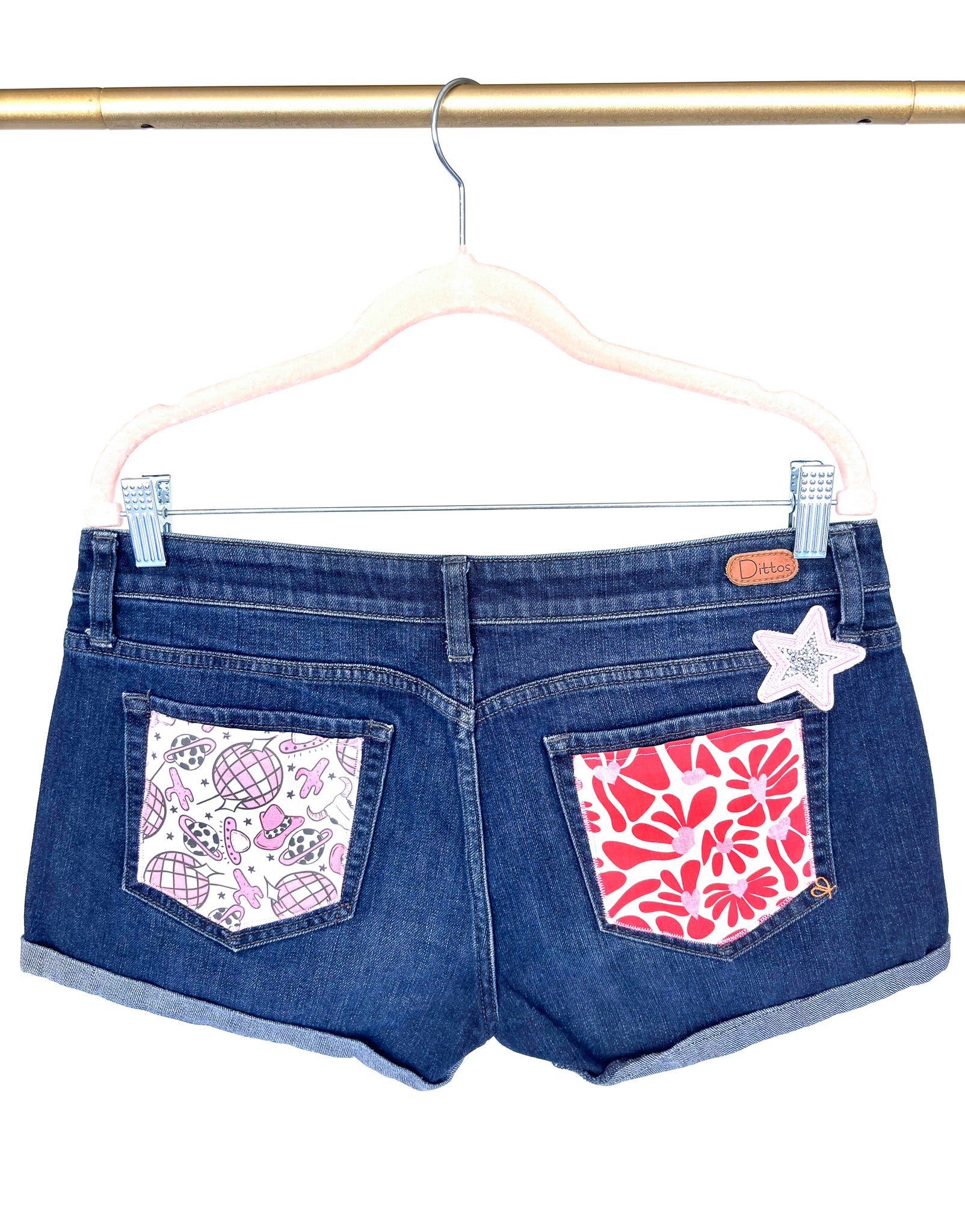 Billy Strings Red Daisy Inspired Dittos Brand Denim Shorts