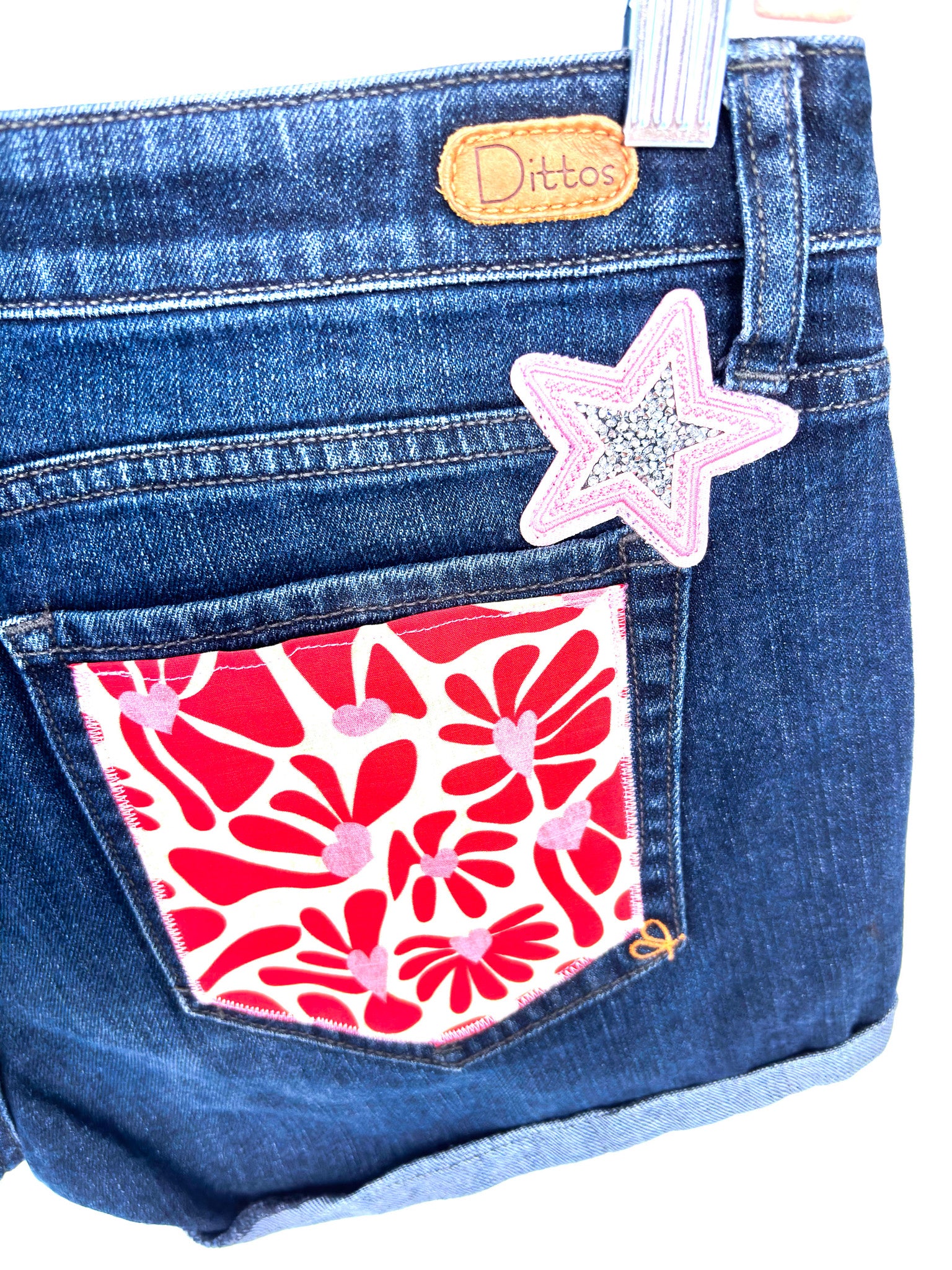 Billy Strings Red Daisy Inspired Dittos Brand Denim Shorts